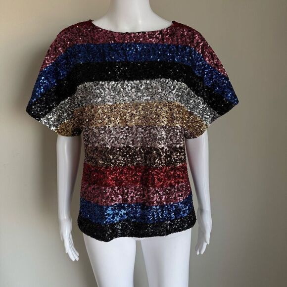 GAP Sequined Rainbow Top Size Small - Picture 2 of 6